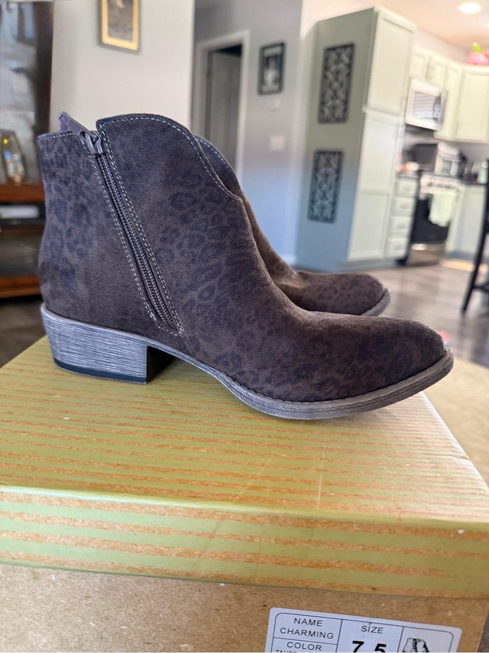 Very G Women's Leopard-Texture Ankle Booties in Brown